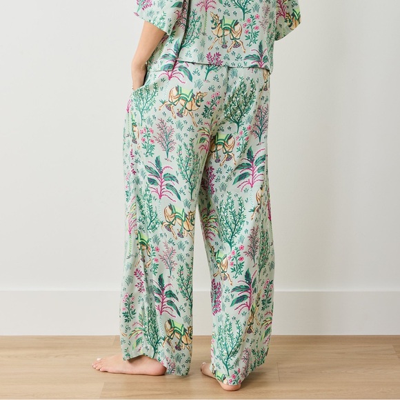 Printfresh Eco Satin Wildest Dreams Pants in Camel's Courtyard Avocado Green - Picture 10 of 10